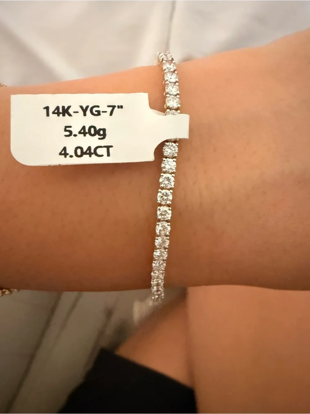 14K Solid Yellow Gold Lab Grown Diamond Tennis Bracelet - 4.04tcw, Size 7